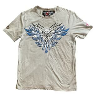 Red Monkey Los Angeles Tribal Rhinestone Studded Graphic T-Shirt Wings Eagle